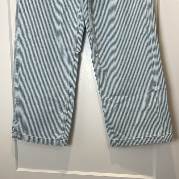 Mango denim Light Blue striped Culotte cropped/mid waist jeans size 4. NWT! - Picture 3 of 8